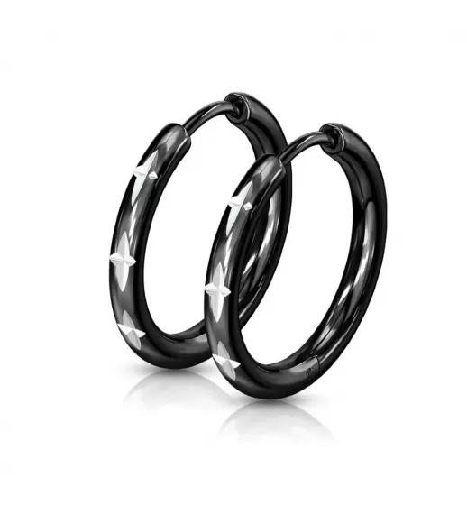 Черные серьги конго из стали с крестами TATIC SEH02K (разного диаметра)
