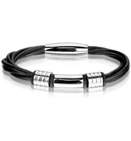 Мужской браслет из экокожи со стальными шармами TATIC SBL-0927K-2-ST черный