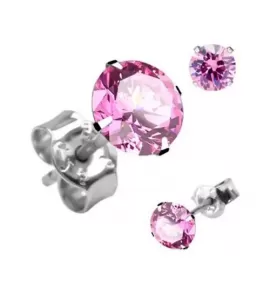Серьги-гвоздики Soul Stories SRD-P7 с розовым фианитом (7 мм)