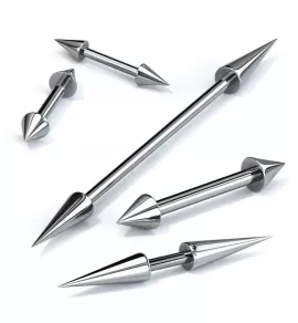 Набор 2 штанги с шипами из стали для пирсинга хряща уха (хеликс, индастриал), брови, сосков PiercedFish 2xBS02