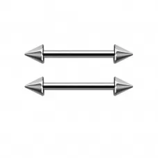 Набор 2 штанги с шипами из стали для пирсинга хряща уха (хеликс, индастриал), брови, сосков PiercedFish 2xBS02