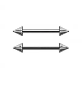 Набор 2 штанги с шипами из стали для пирсинга хряща уха (хеликс, индастриал), брови, сосков PiercedFish 2xBS02