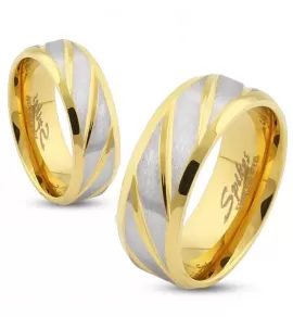 Кольцо из стали Spikes R-S1561G с диагональным узором