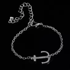 Браслет-цепочка ALBR-658 с якорем серебристая