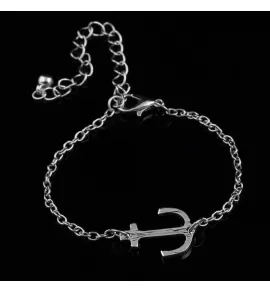 Браслет-цепочка ALBR-658 с якорем серебристая