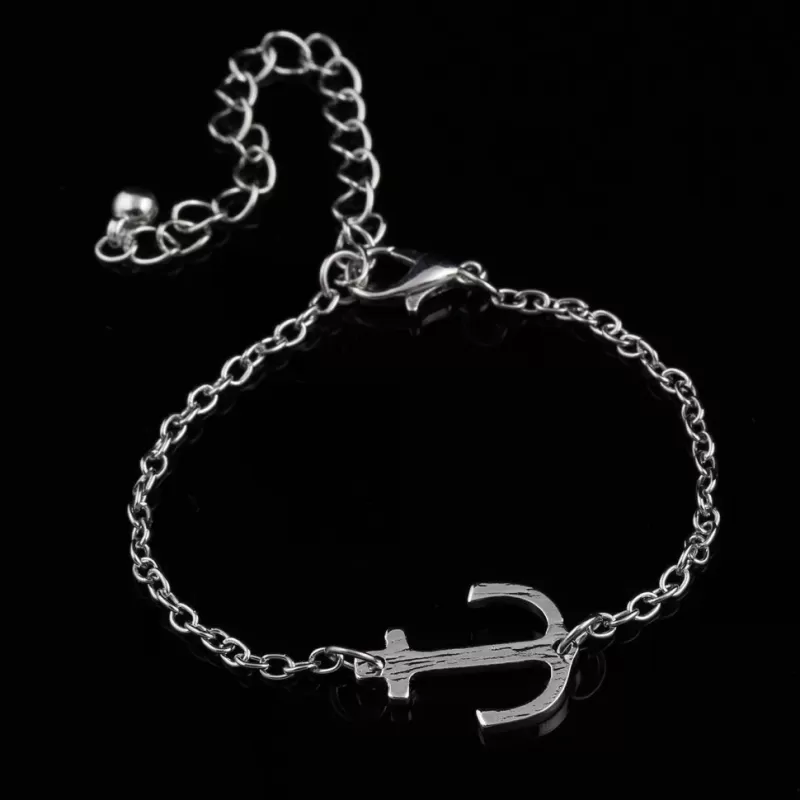 Браслет-цепочка ALBR-658 с якорем серебристая