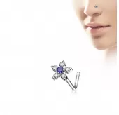 Серьга-гвоздик (нострил) для пирсинга крыла носа PiercedFish NOL-625 с фианитами в форме цветка