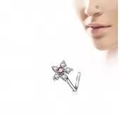Серьга-гвоздик (нострил) для пирсинга крыла носа PiercedFish NOL-625 с фианитами в форме цветка