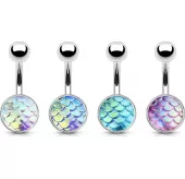 Серьга банан из стали для пирсинга пупка Piercedfish NSD1923 с узором чешуи