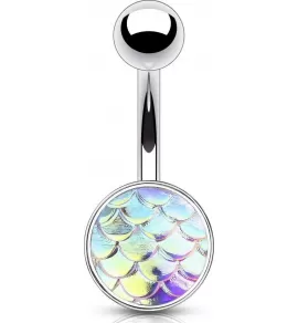 Серьга банан из стали для пирсинга пупка Piercedfish NSD1923 с узором чешуи