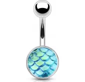 Серьга банан из стали для пирсинга пупка Piercedfish NSD1923 с узором чешуи