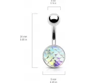 Серьга банан из стали для пирсинга пупка Piercedfish NSD1923 с узором чешуи