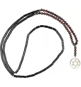 Мужской розарий Everiot Select LNS-3098 из камня бычий глаз с подвеской "Звезда Давида"