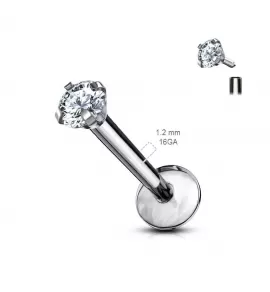 Серьга микролабрет 1,2 мм из титана с фианитом для пирсинга губ, хеликса, трагуса Pirslab T23LI3-C