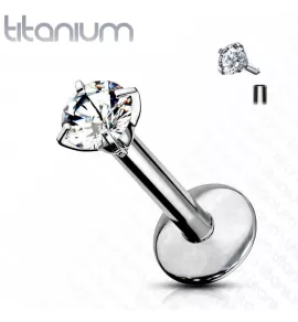 Серьга микролабрет 1,2 мм из титана с фианитом для пирсинга губ, хеликса, трагуса Pirslab T23LI3-C