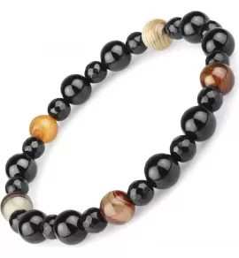 Браслет на резинке Everiot Select LNS-0208 из натурального агата и сардоникса