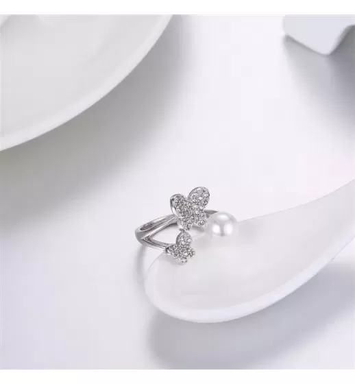 Незамкнутое кольцо Everiot RA-XP-14209 с искусственным жемчугом, регулируемое