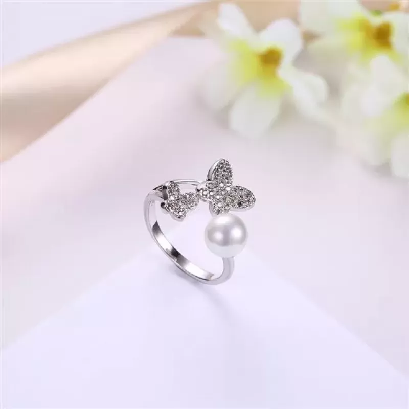 Незамкнутое кольцо Everiot RA-XP-14209 с искусственным жемчугом, регулируемое