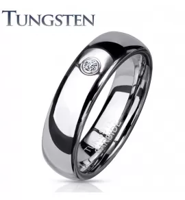 Классическое обручальное кольцо из карбида вольфрама INFY R-TU05 с фианитом