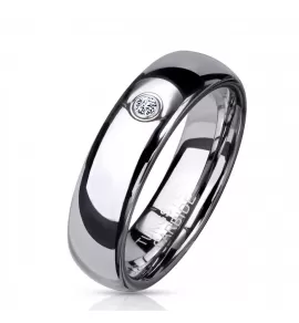 Классическое обручальное кольцо из карбида вольфрама INFY R-TU05 с фианитом
