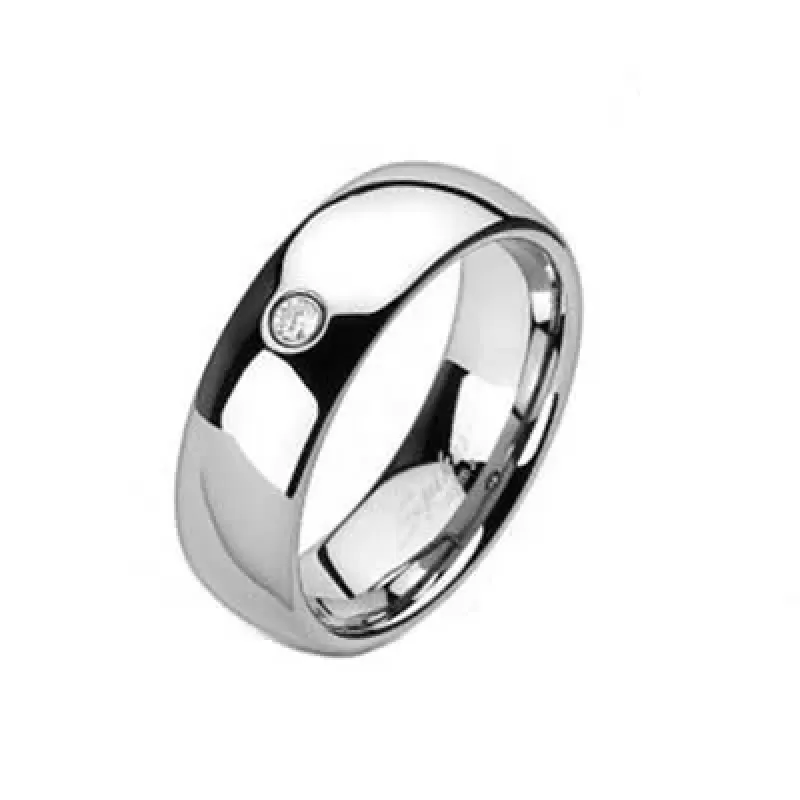 Классическое обручальное кольцо из карбида вольфрама INFY R-TU05 с фианитом