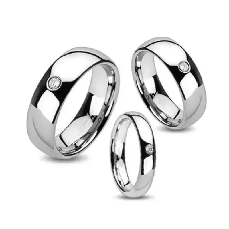 Классическое обручальное кольцо из карбида вольфрама INFY R-TU05 с фианитом