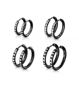 Черные серьги-кольца из стали TATIC SEH03K (разного диаметра)