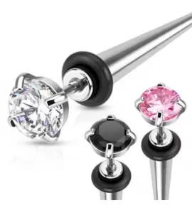 Серьга PiercedFish TSFX-07 растяжка-обманка с фианитом (плаг обманка)