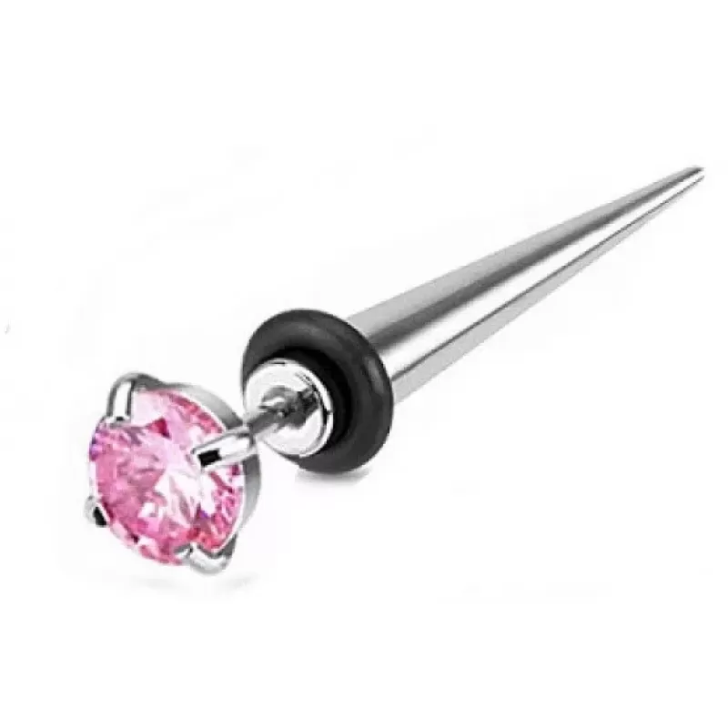 Серьга PiercedFish TSFX-07 растяжка-обманка с фианитом (плаг обманка)