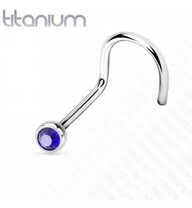 Титановая серьга-гвоздик (улитка) для пирсинга носа Pirslab T23NO3-B с фианитом