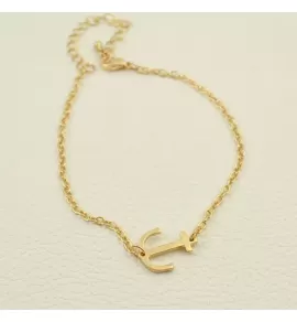 Браслет-цепочка ALBR-658 с якорем золотистый