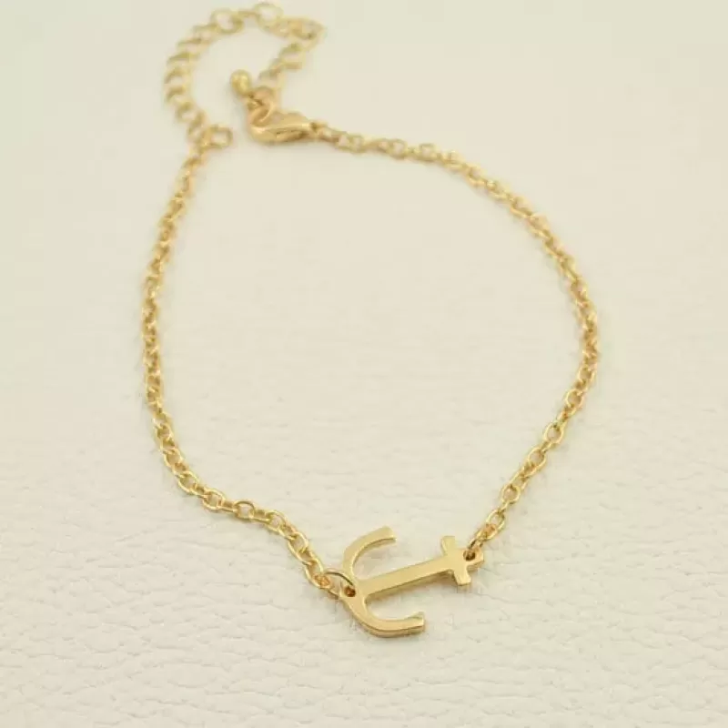 Браслет-цепочка ALBR-658 с якорем золотистый