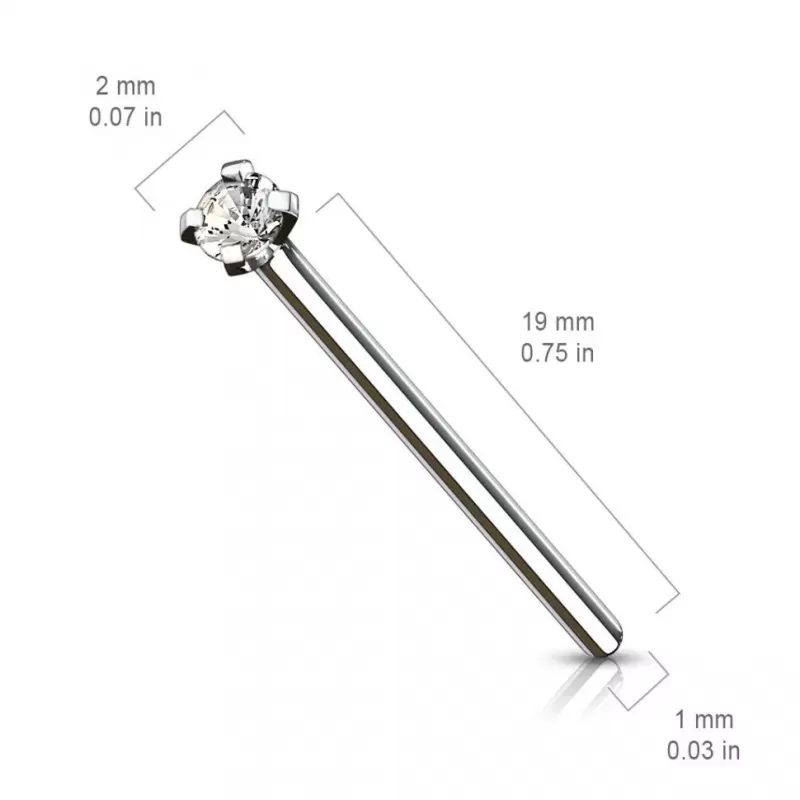 Серьга фиштейл из титана под индивидуальный размер (сгибаемый) Pirslab T23NOF4 для пирсинга носа с фианитом