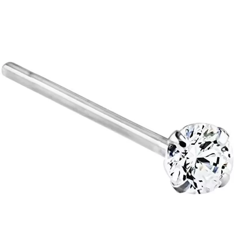 Серьга фиштейл из титана под индивидуальный размер (сгибаемый) Pirslab T23NOF4 для пирсинга носа с фианитом