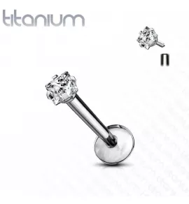 Серьга микролабрет 1,2 мм из титана с фианитом для пирсинга губ, хеликса, трагуса Pirslab T23LI4