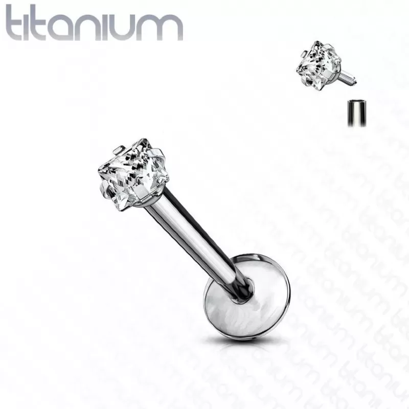 Серьга микролабрет 1,2 мм из титана с фианитом для пирсинга губ, хеликса, трагуса Pirslab T23LI4