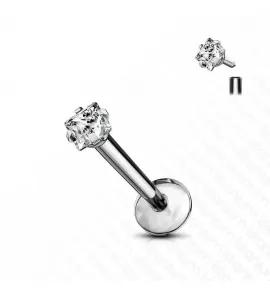 Серьга микролабрет 1,2 мм из титана с фианитом для пирсинга губ, хеликса, трагуса Pirslab T23LI4