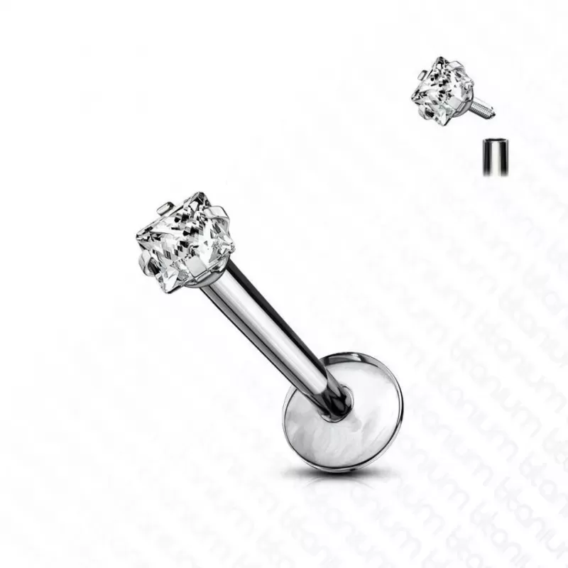 Серьга микролабрет 1,2 мм из титана с фианитом для пирсинга губ, хеликса, трагуса Pirslab T23LI4