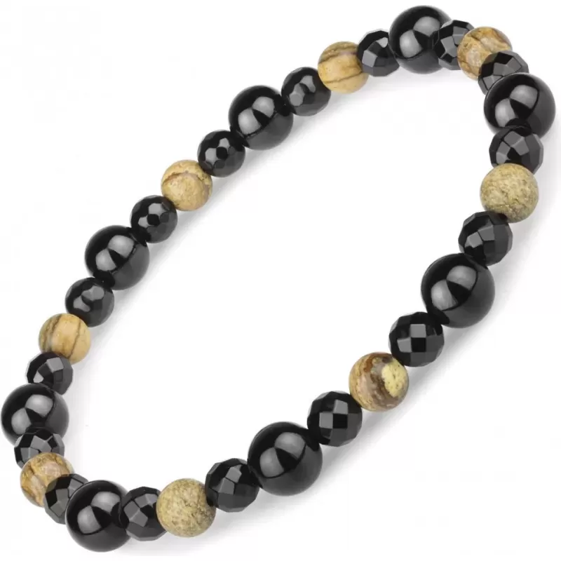 Браслет на резинке Everiot Select LNS-0209 из агата и яшмы