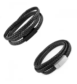 Кожаный браслет-намотка мужской Everiot BC-MJ-1772 с магнитным замком в три оборота