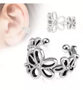 Клипса кафф на хеликс (серьга-обманка) с цветочным орнаментом TATIC EC14737-C имитация пирсинга хряща уха