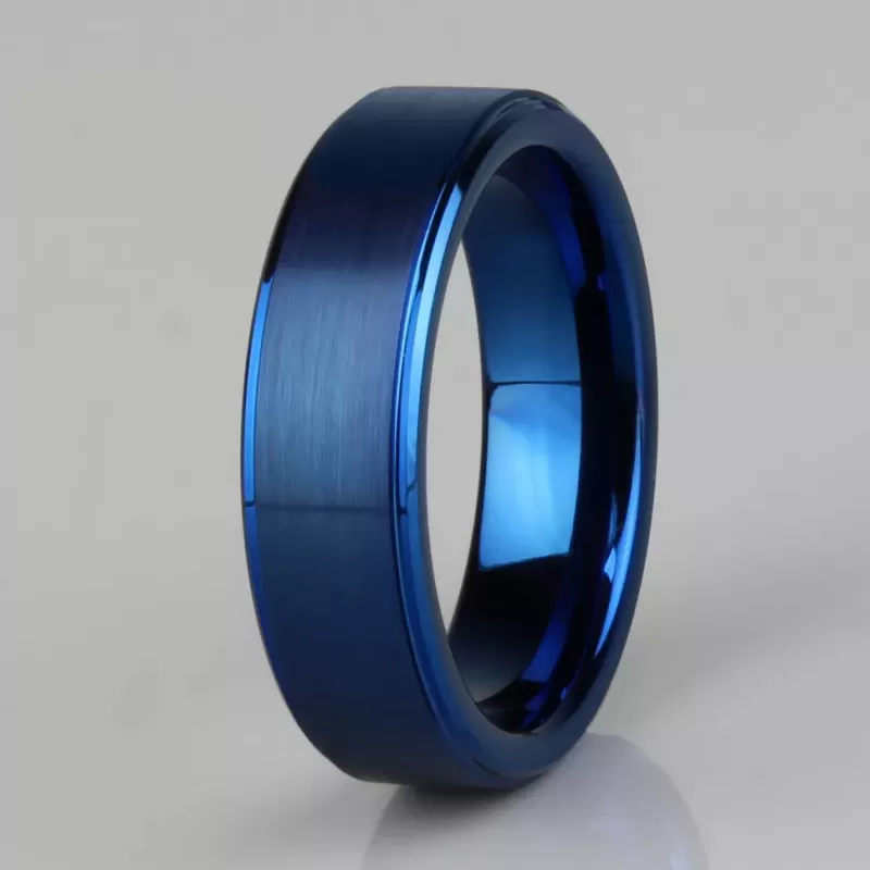 Кольцо из карбида вольфрама INFY --R-TG-0023 синее матовое