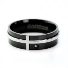 Черное мужское кольцо из стали CARRAJI RST118 с фианитом