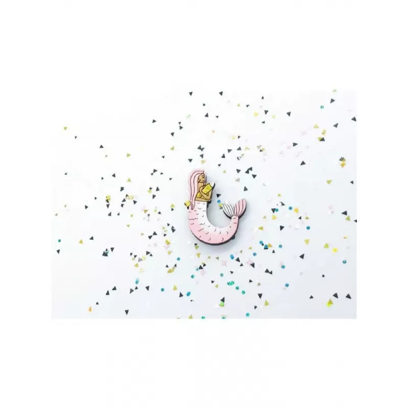 Брошь из дерева COREYAGI Русалка (розовая) СТ-РУ0048, hand made