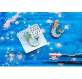 Брошь из дерева COREYAGI Русалка (розовая) СТ-РУ0048, hand made