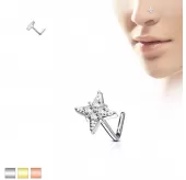 Серьга-гвоздик (нострил) для пирсинга крыла носа PiercedFish NOL-621 с фианитами