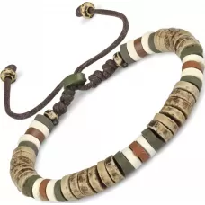 Браслет с бусинами из кости Everiot VD-MJ-1814 светло-коричневый