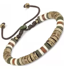 Браслет с бусинами из кости Everiot VD-MJ-1814 светло-коричневый