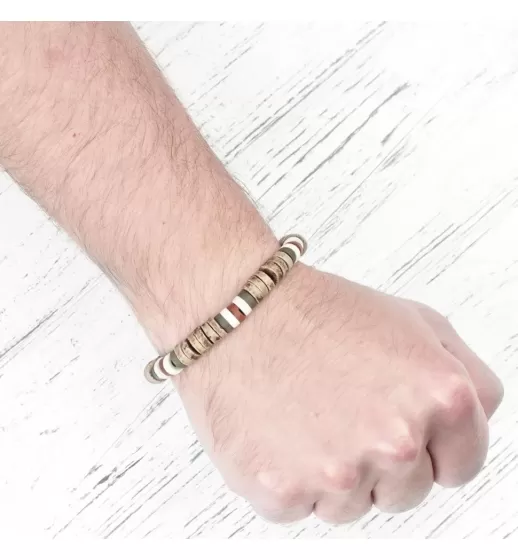 Браслет с бусинами из кости Everiot VD-MJ-1814 светло-коричневый