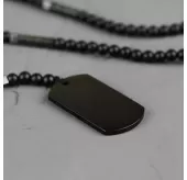 Мужские бусы Everiot Select LNS-3099 из матового агата и подвеской в форме армейского жетона